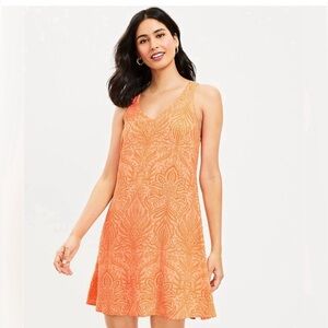 LOFT Orange Floral Midi Dress